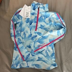 Bogner Kids Swim Rashguard - Blue with Pink Trim LARGE